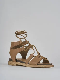 Sandali tacco 1cm pelle marrone