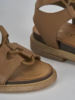 Sandali tacco 1cm pelle marrone