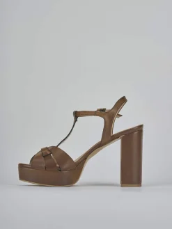 Sandali tacco 9cm pelle marrone