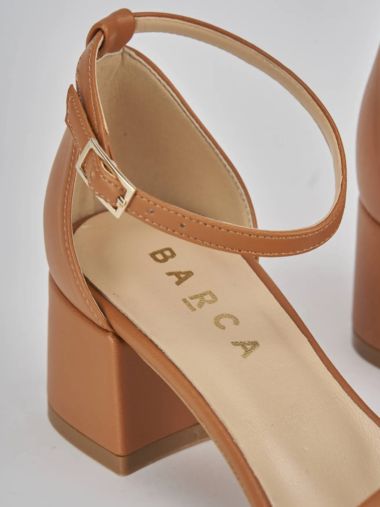 Sandali tacco 5cm pelle marrone