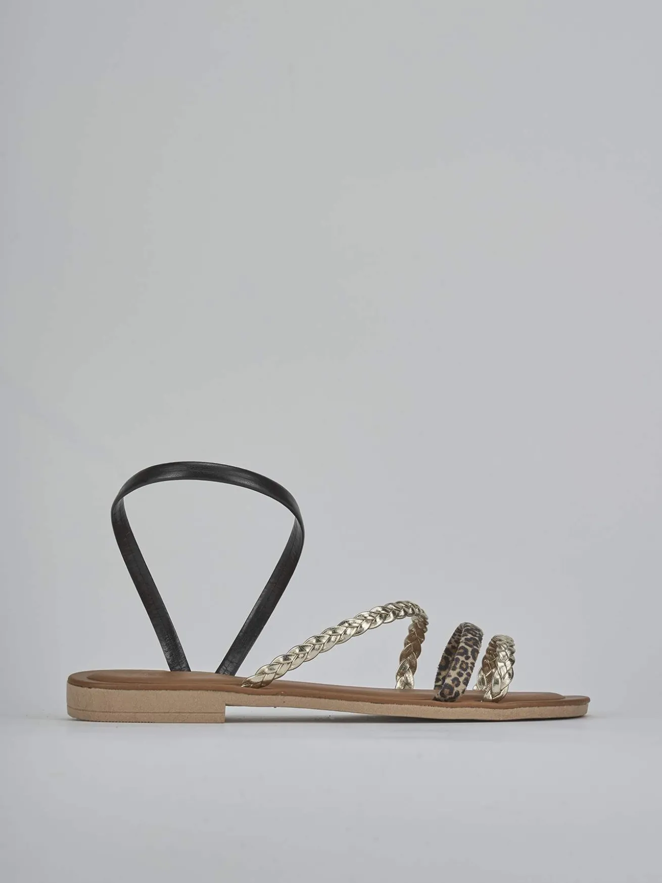 Sandali tacco 1cm pelle multicolor