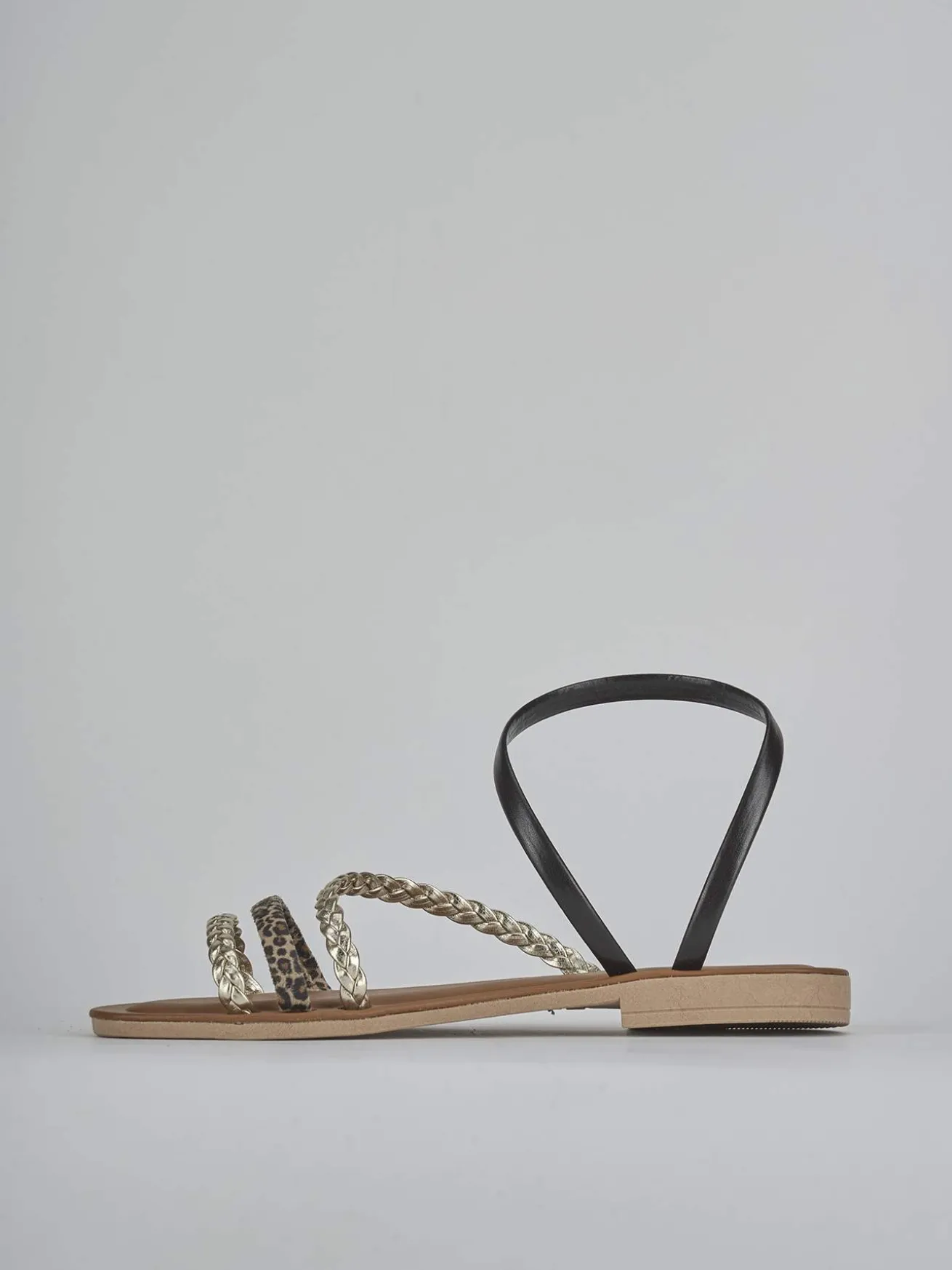 Sandali tacco 1cm pelle multicolor