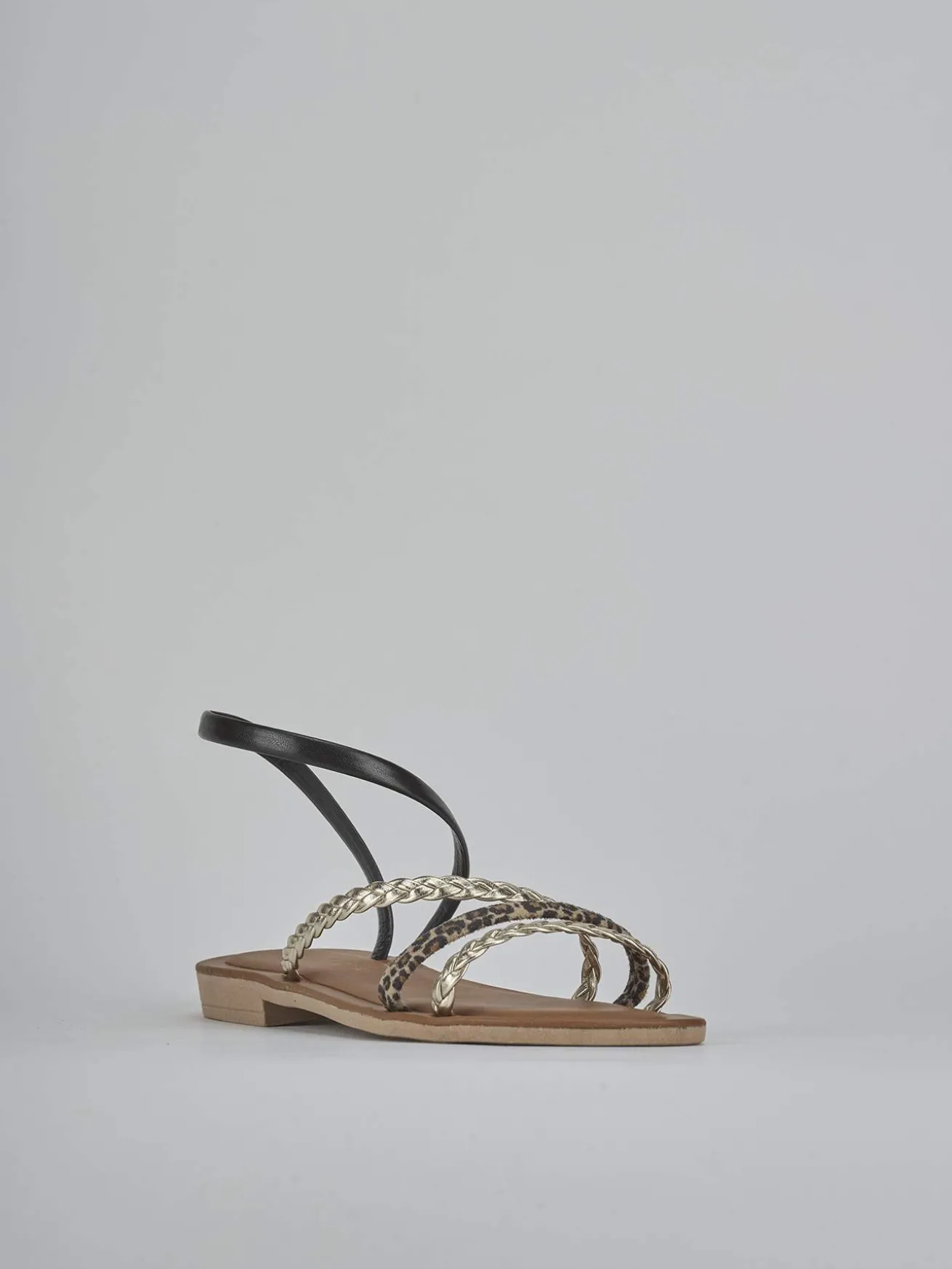 Sandali tacco 1cm pelle multicolor