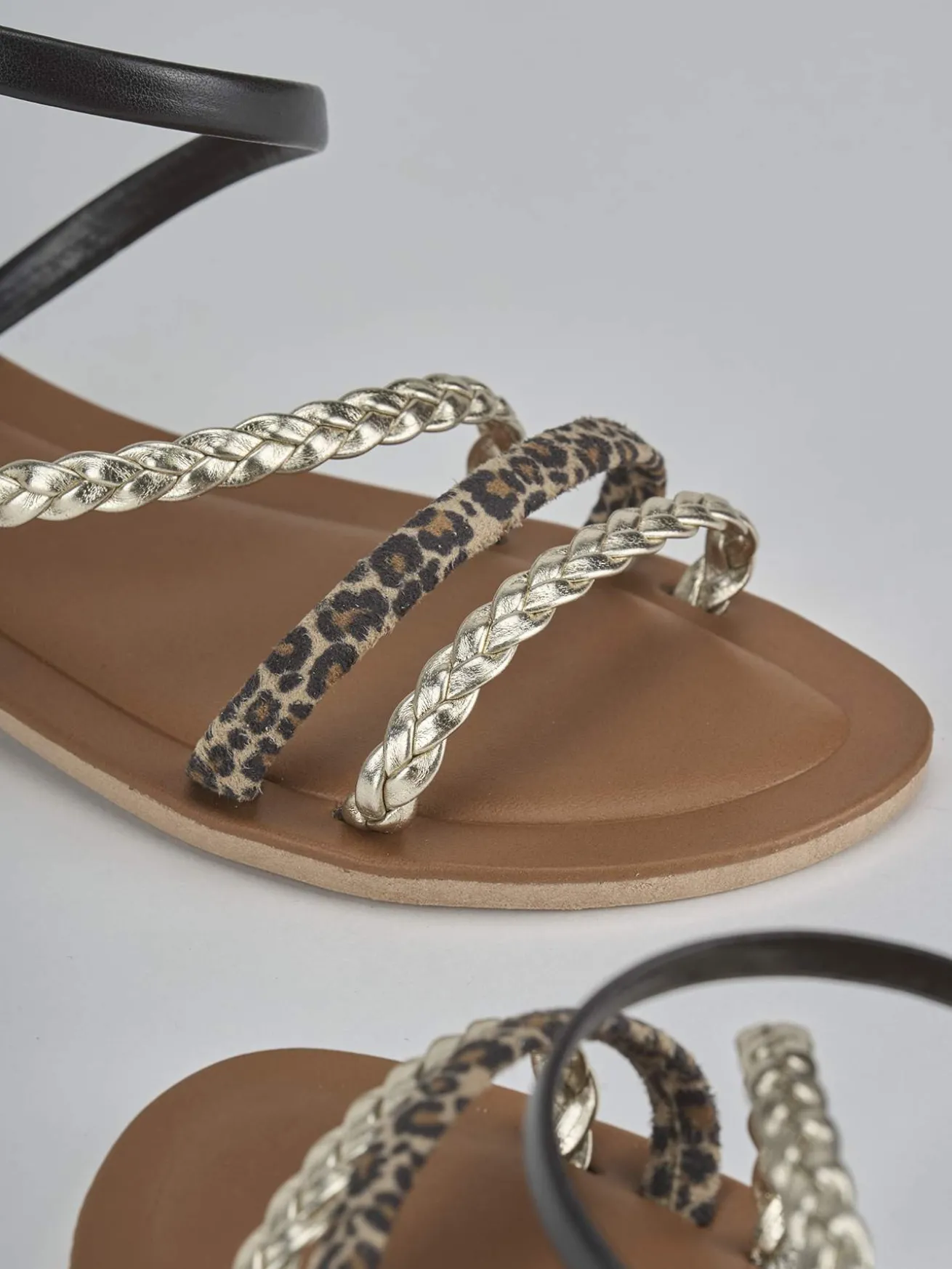 Sandali tacco 1cm pelle multicolor