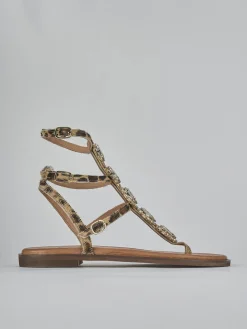 Sandali tacco 1cm pelle multicolor