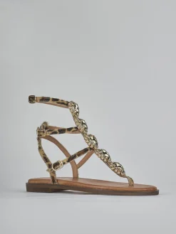 Sandali tacco 1cm pelle multicolor