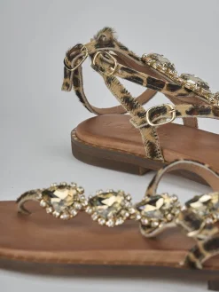 Sandali tacco 1cm pelle multicolor