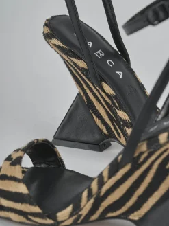 Sandali tacco 5cm pelle multicolor