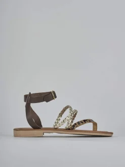 Sandali tacco 1cm pelle multicolor