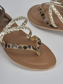 Sandali tacco 1cm pelle multicolor