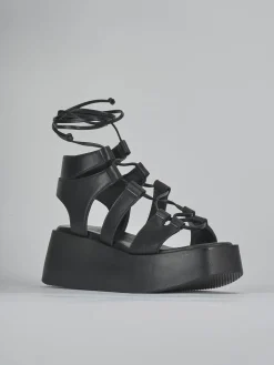 Sandali tacco 4cm pelle nero