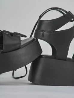 Sandali tacco 4cm pelle nero