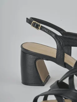 Sandali tacco 6cm pelle nero