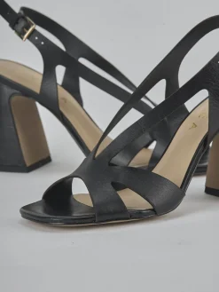 Sandali tacco 6cm pelle nero