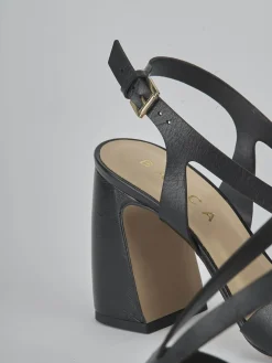 Sandali tacco 6cm pelle nero