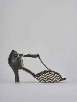 Sandali tacco 7cm pelle nero