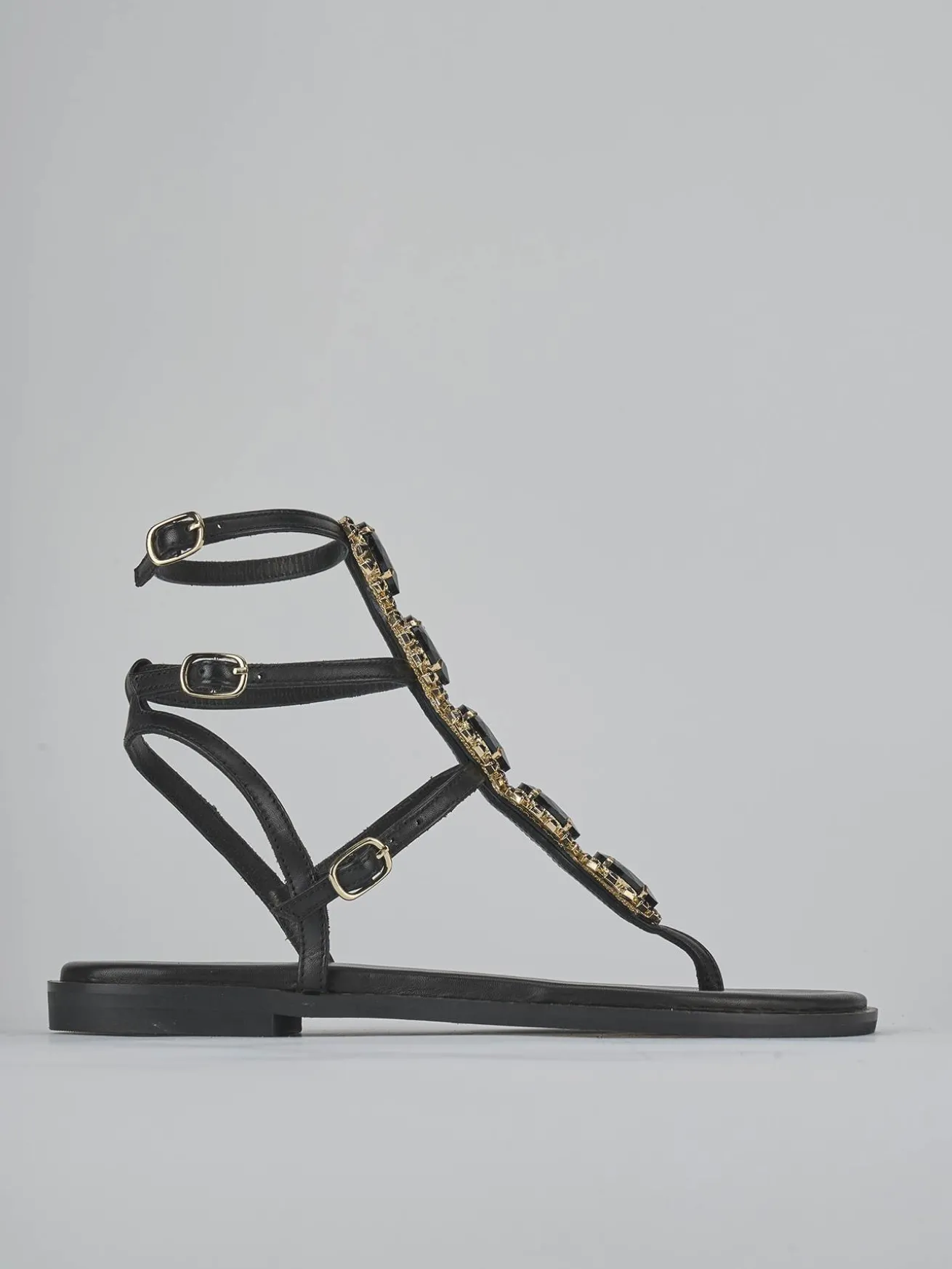 Sandali tacco 1cm pelle nero