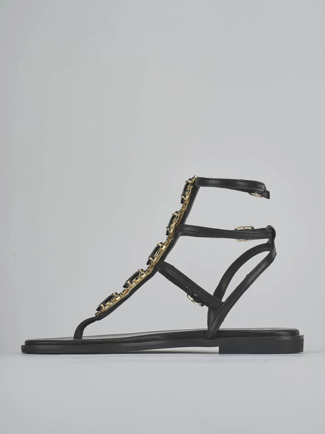 Sandali tacco 1cm pelle nero