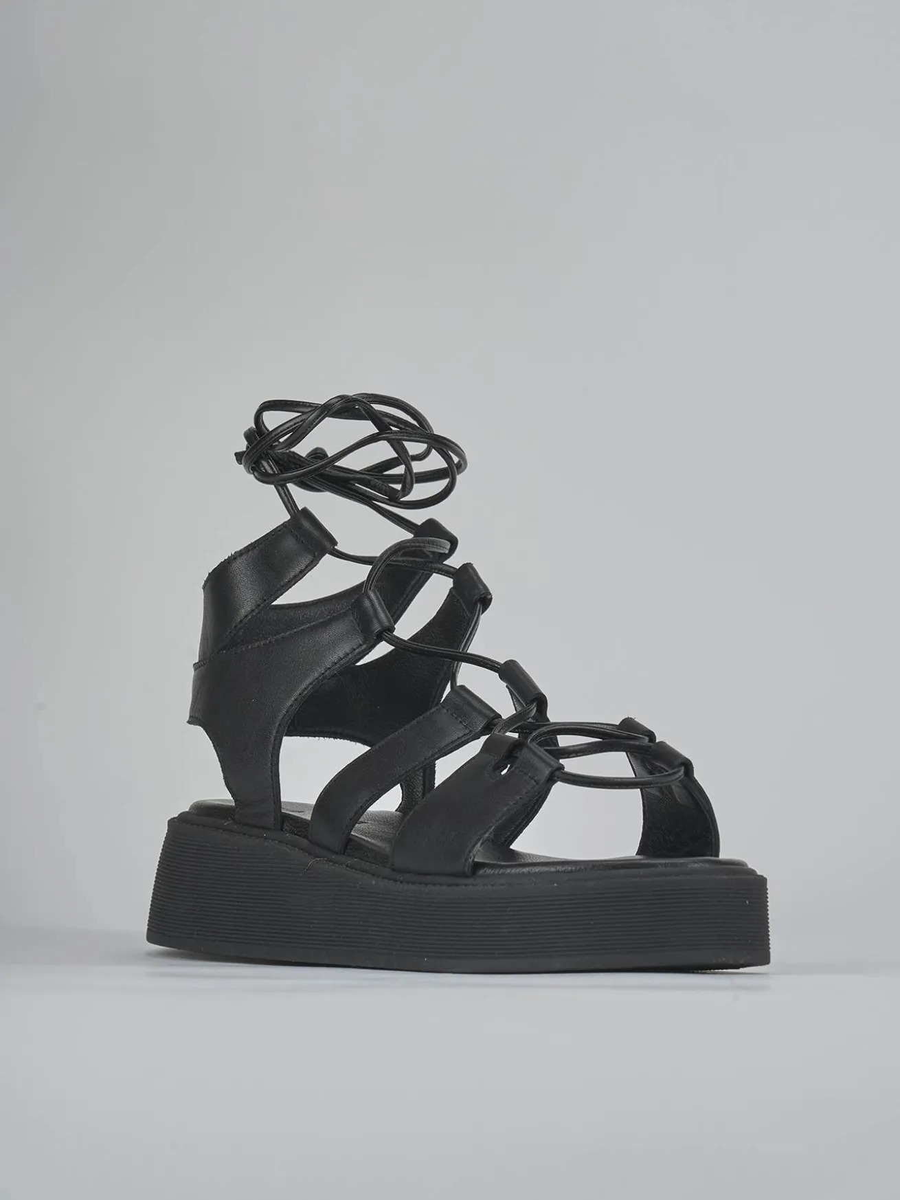 Sandali tacco 1cm pelle nero