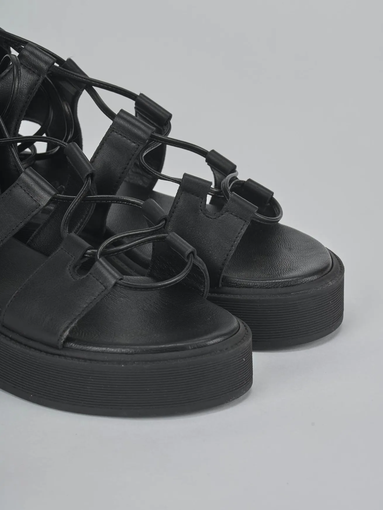 Sandali tacco 1cm pelle nero