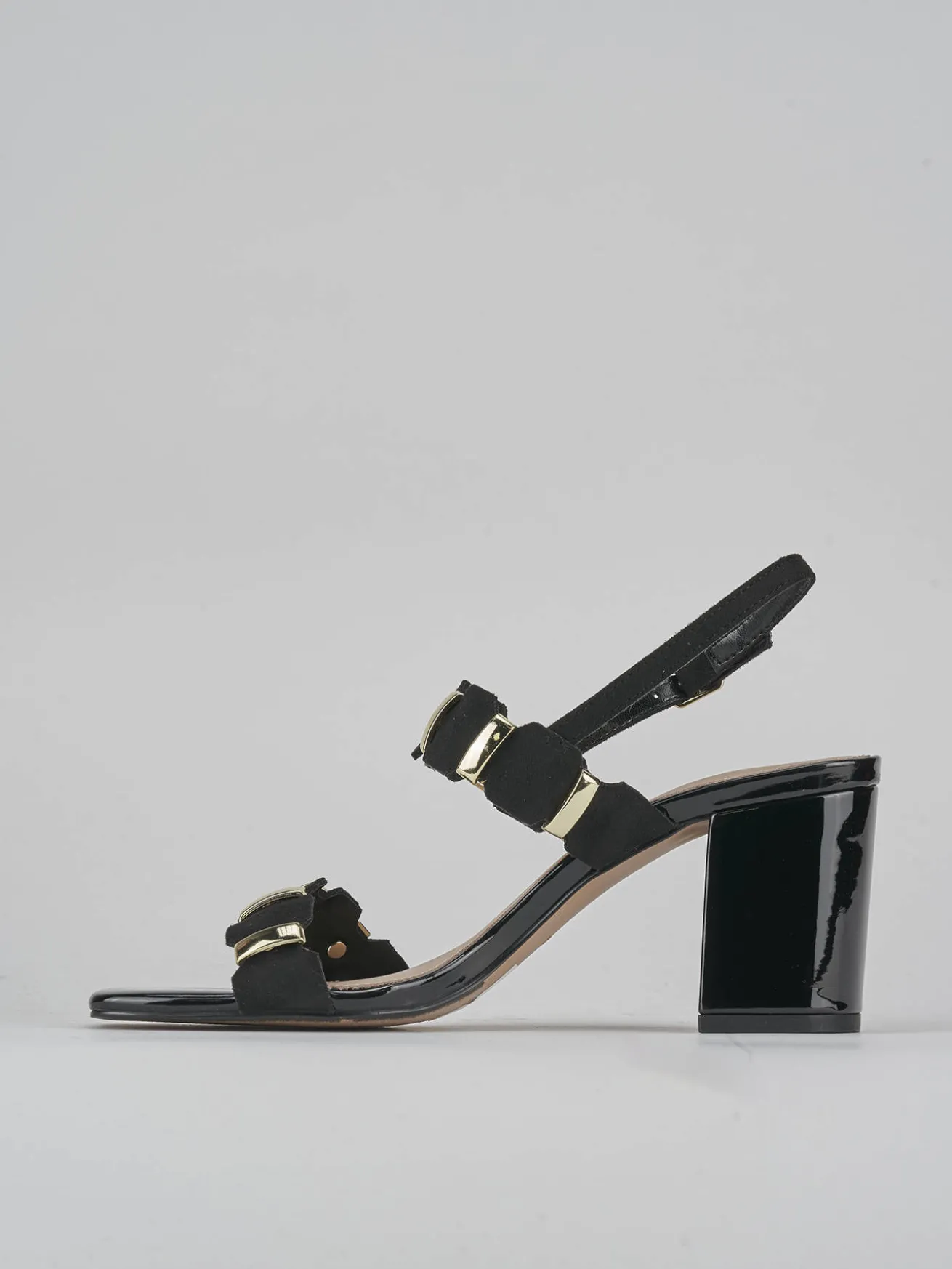 Sandali tacco 8cm pelle nero