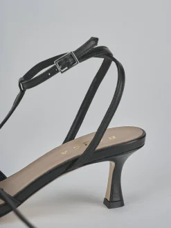 Sandali tacco 5cm pelle nero