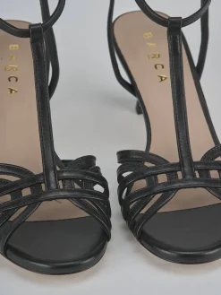 Sandali tacco 5cm pelle nero