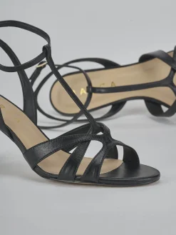 Sandali tacco 6cm pelle nero