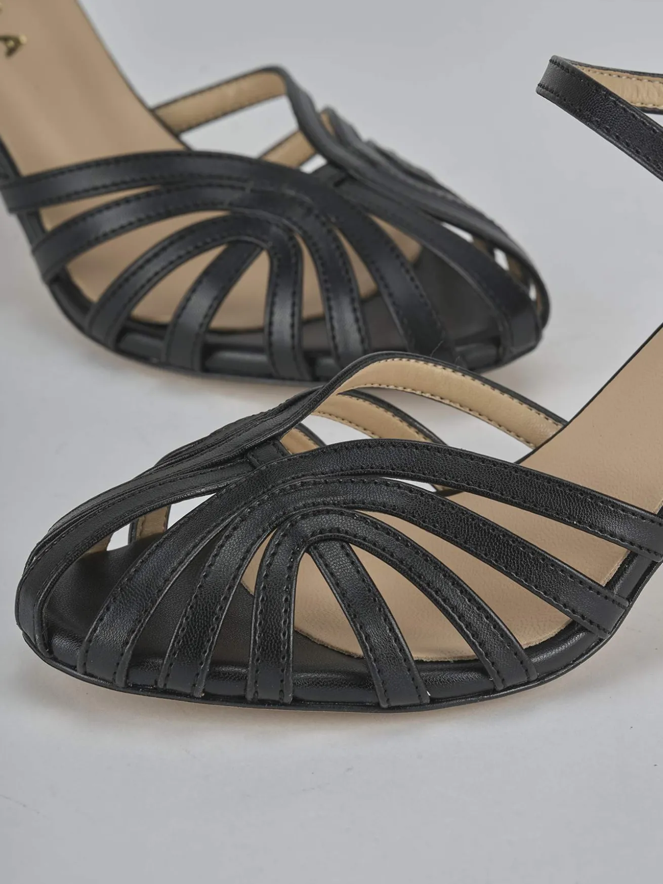 Sandali tacco 6cm pelle nero