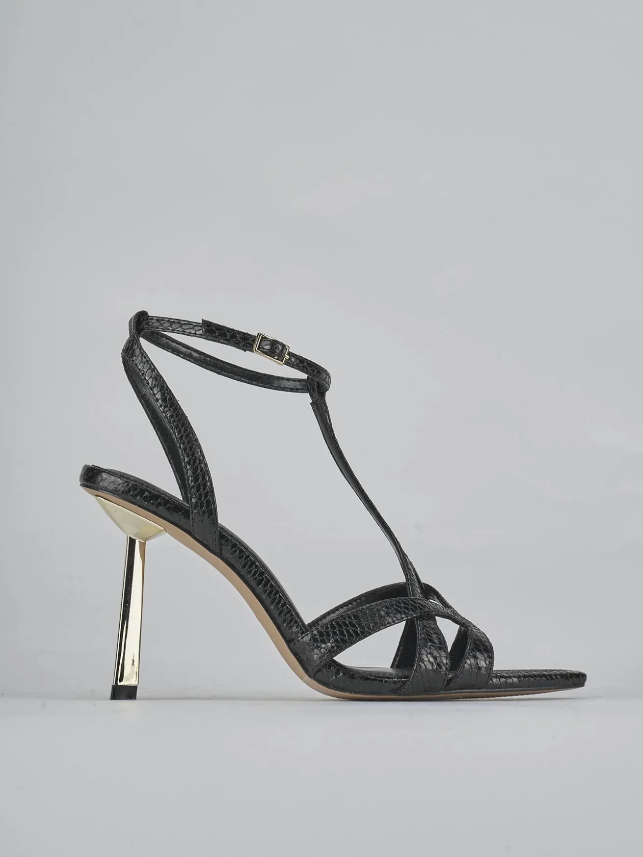 Sandali tacco 9cm pelle nero