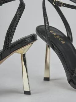 Sandali tacco 9cm pelle nero