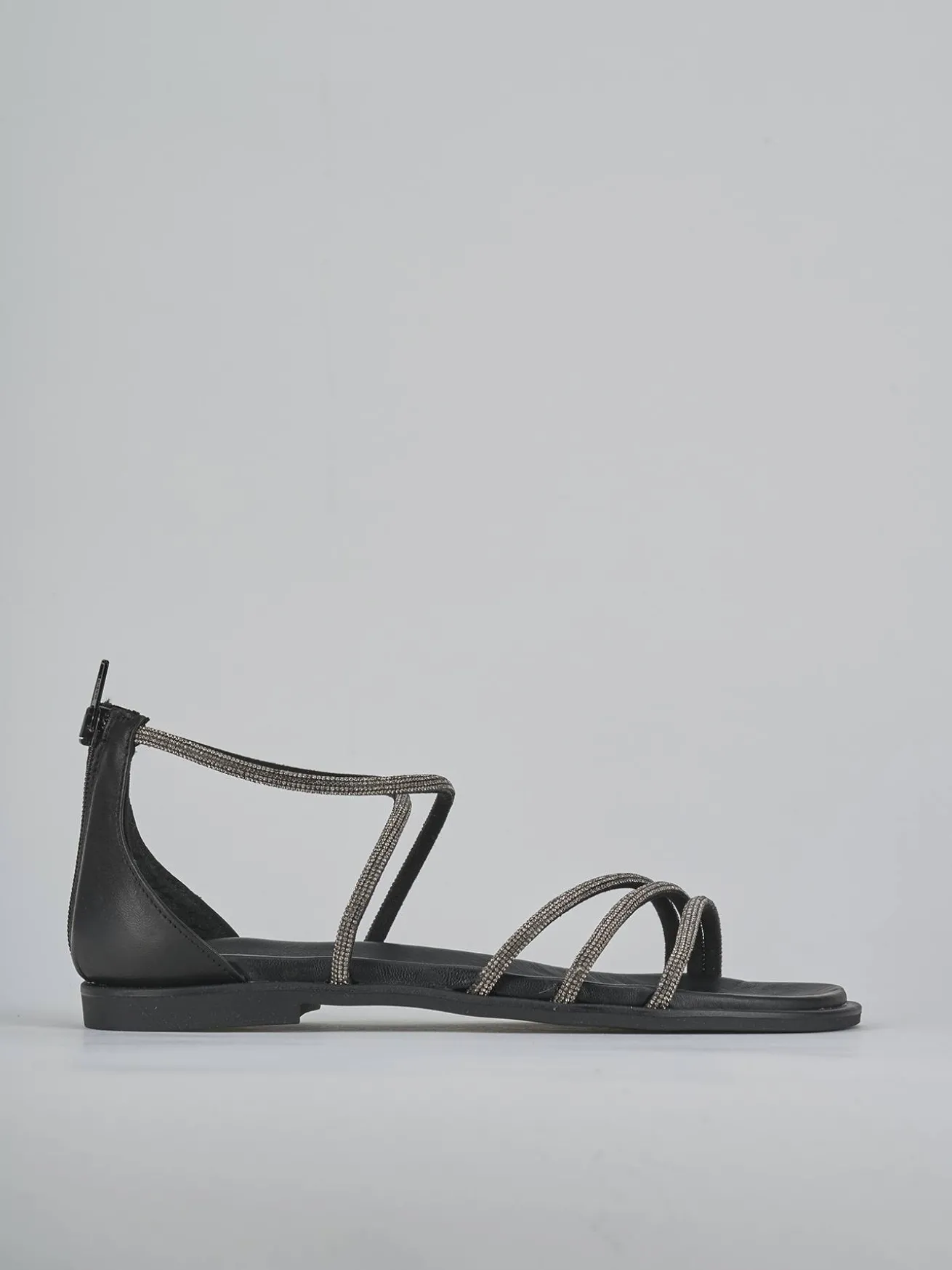 Sandali tacco 1cm pelle nero