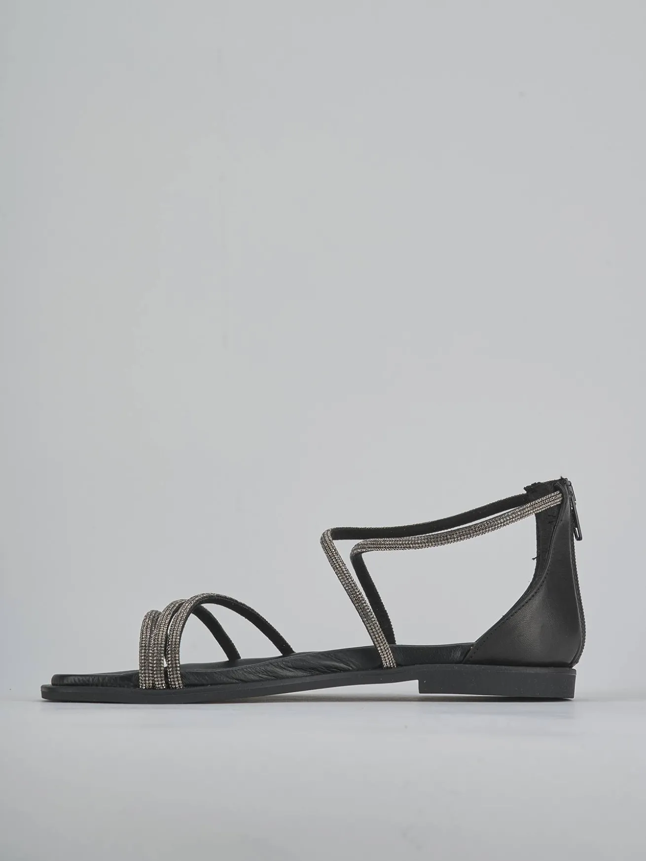 Sandali tacco 1cm pelle nero