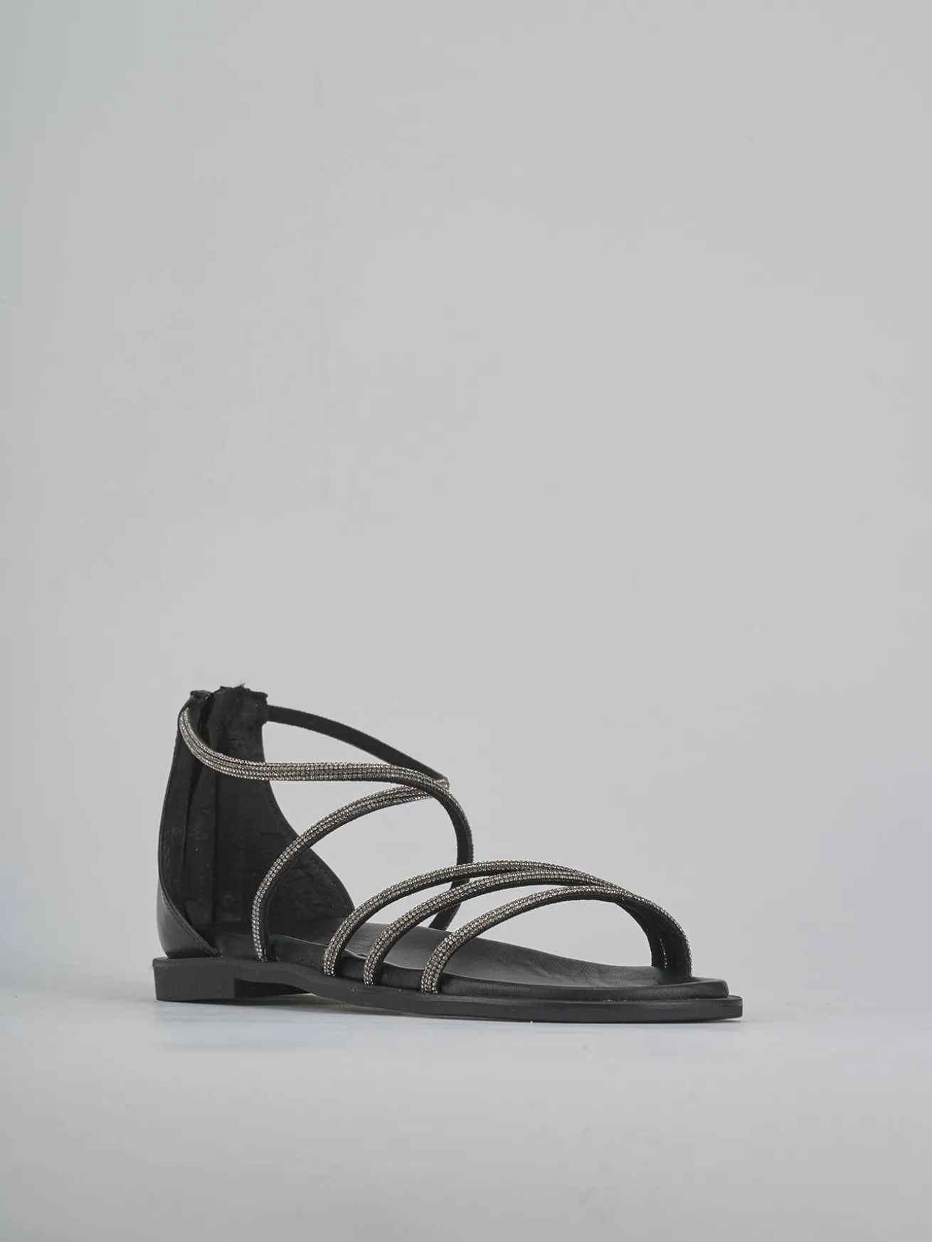 Sandali tacco 1cm pelle nero
