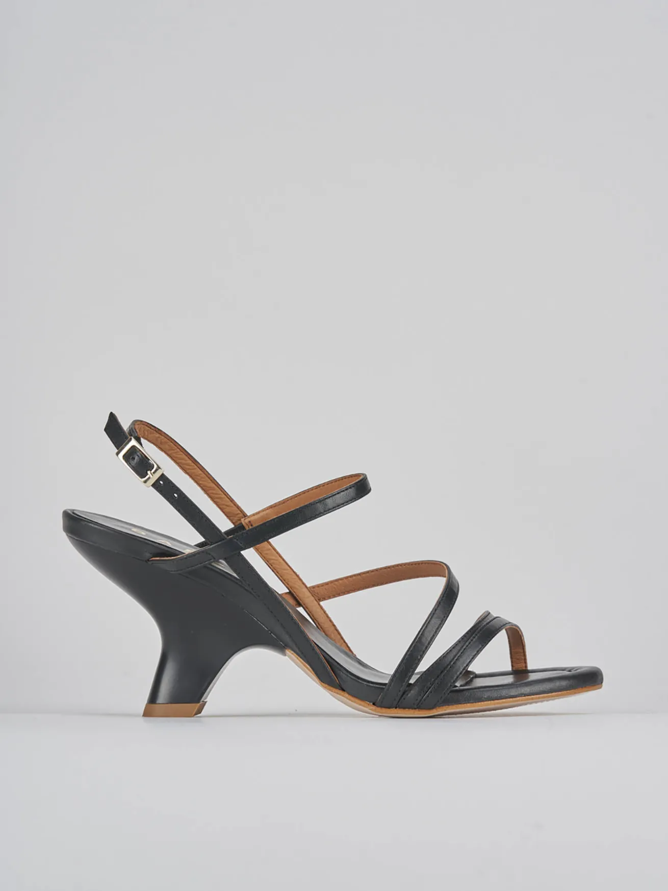 Sandali tacco 8cm pelle nero