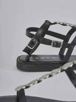 Sandali tacco 1cm pelle nero