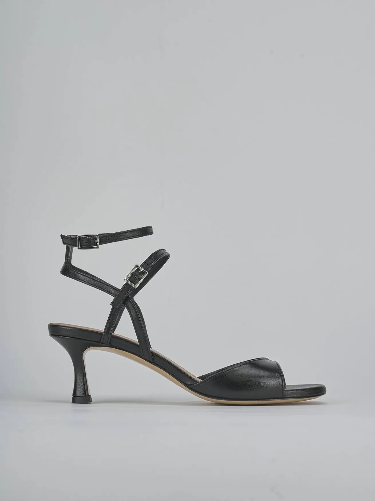 Sandali tacco 5cm pelle nero