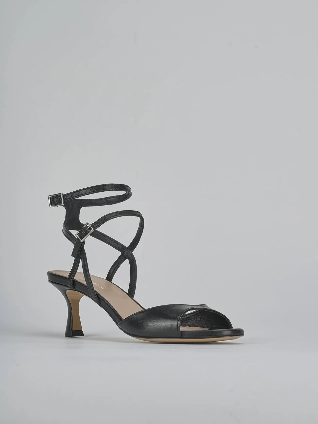 Sandali tacco 5cm pelle nero