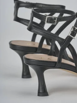 Sandali tacco 5cm pelle nero