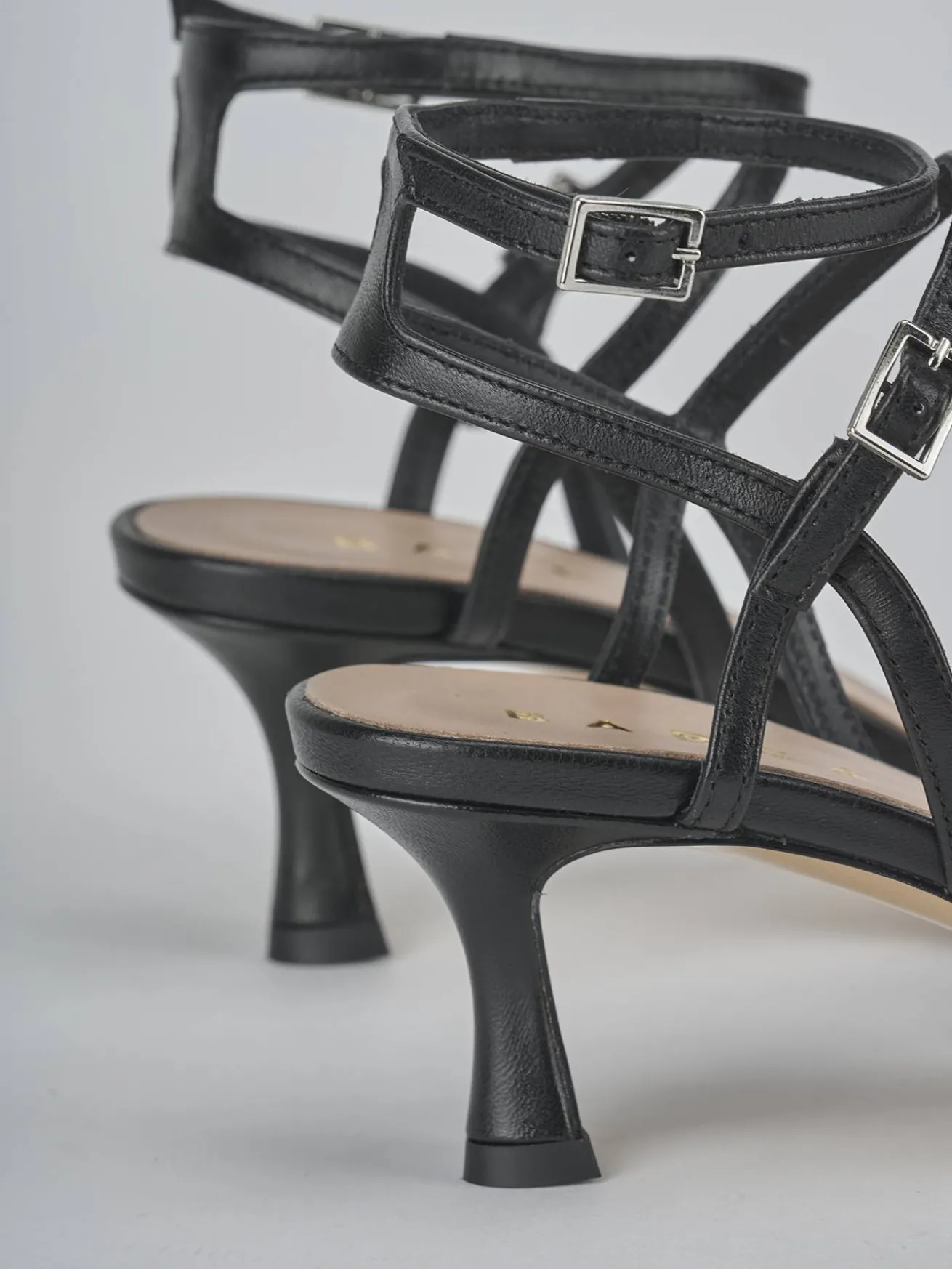 Sandali tacco 5cm pelle nero