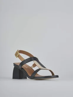 Sandali tacco 5cm pelle nero