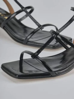 Sandali tacco 4cm pelle nero