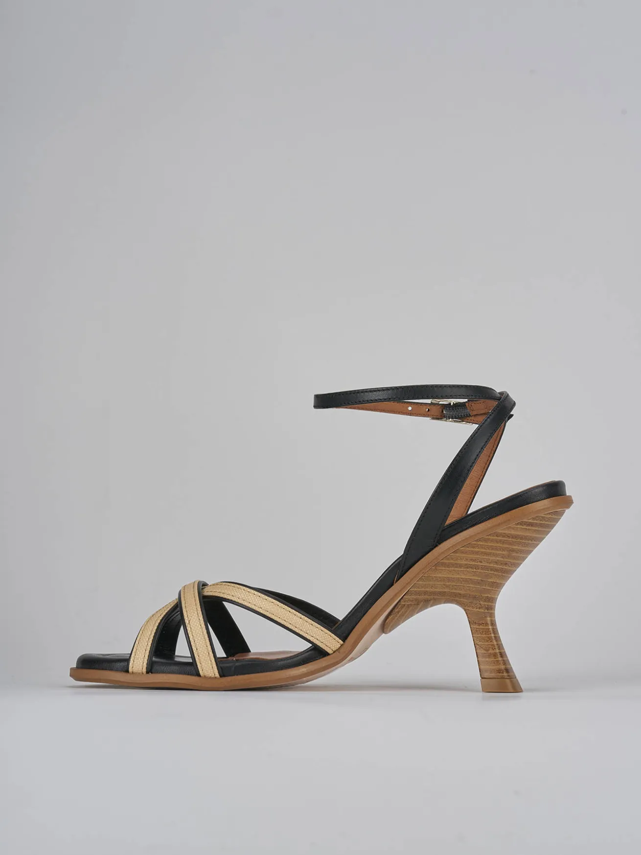 Sandali tacco 8cm pelle nero