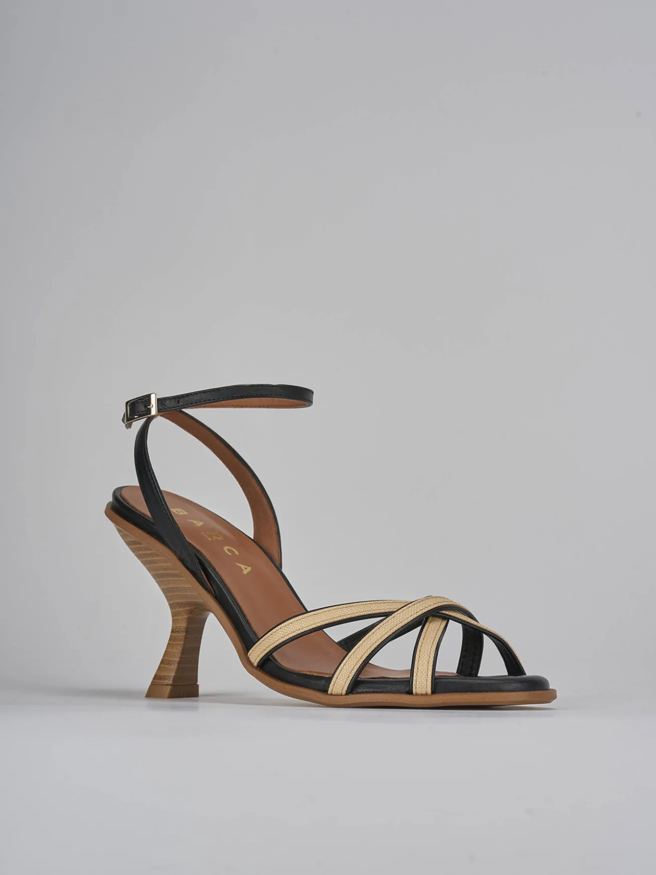 Sandali tacco 8cm pelle nero