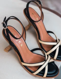 Sandali tacco 8cm pelle nero