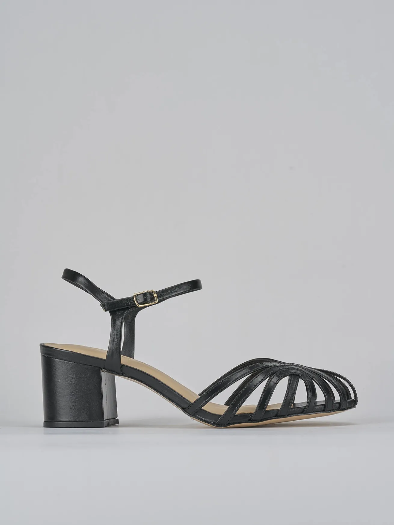 Sandali tacco 5cm pelle nero