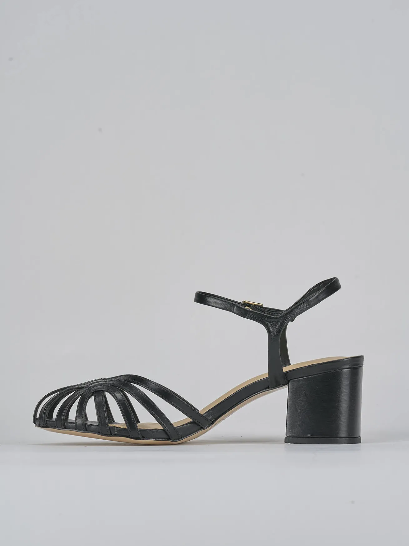 Sandali tacco 5cm pelle nero