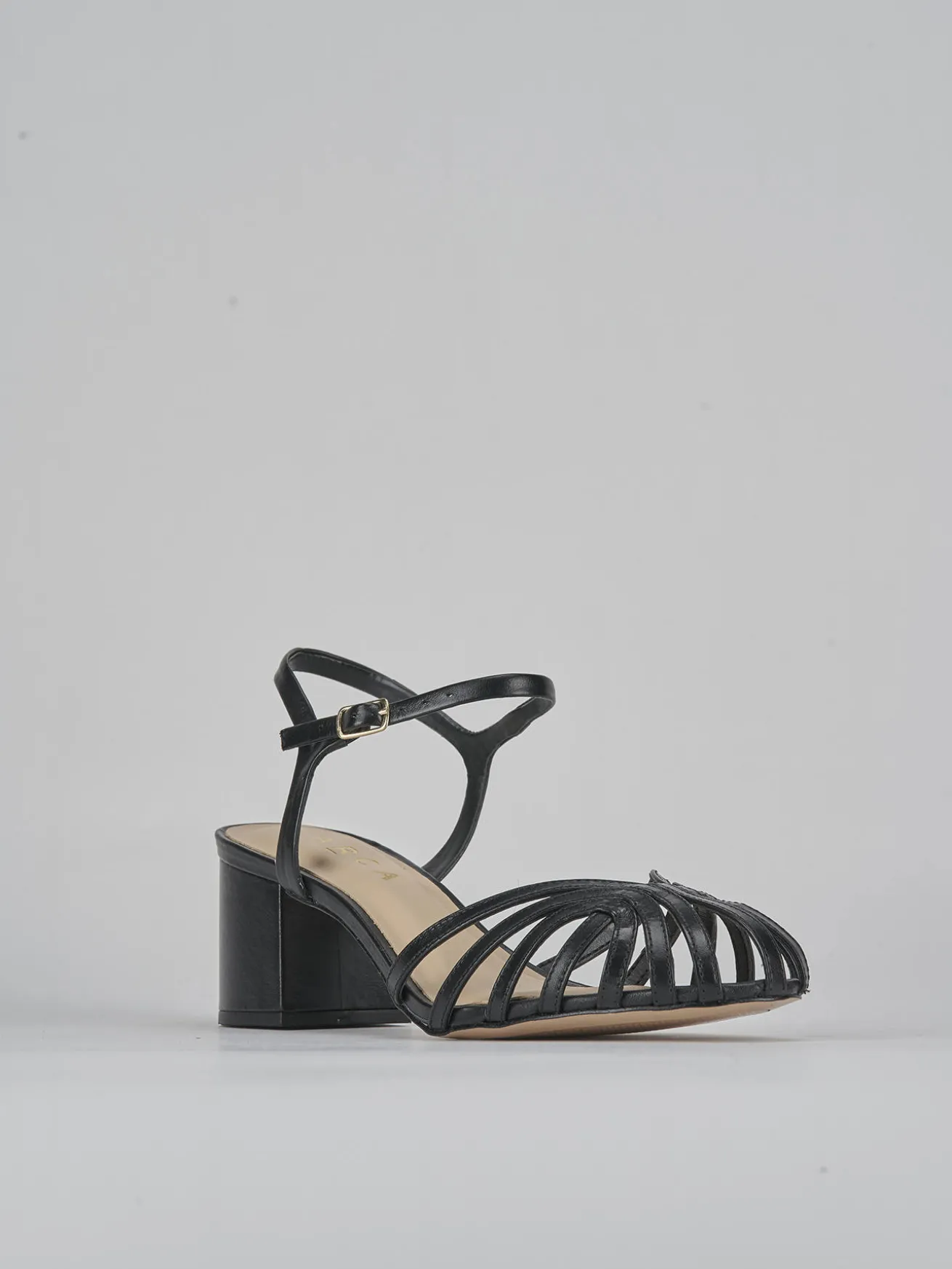 Sandali tacco 5cm pelle nero