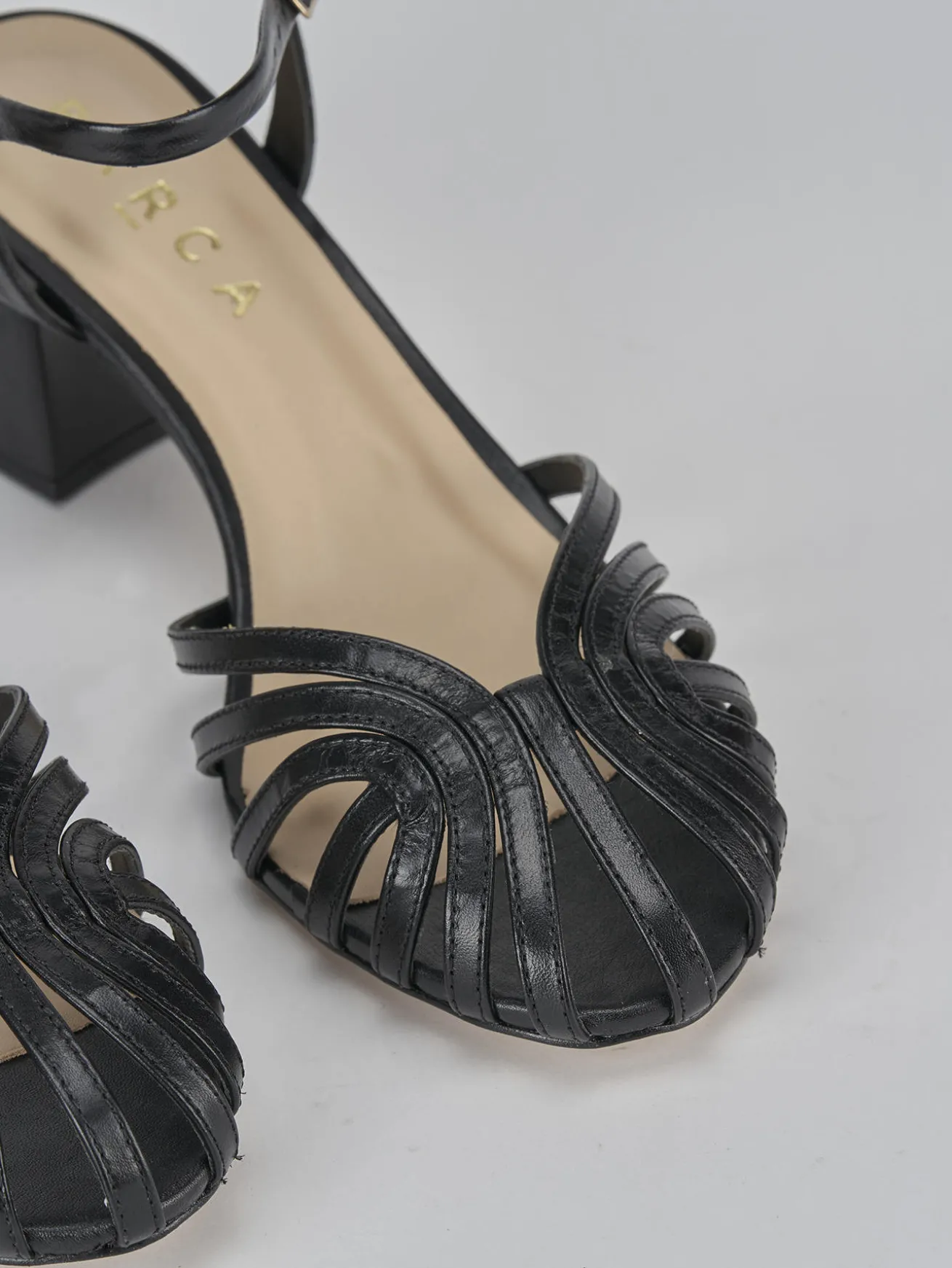 Sandali tacco 5cm pelle nero