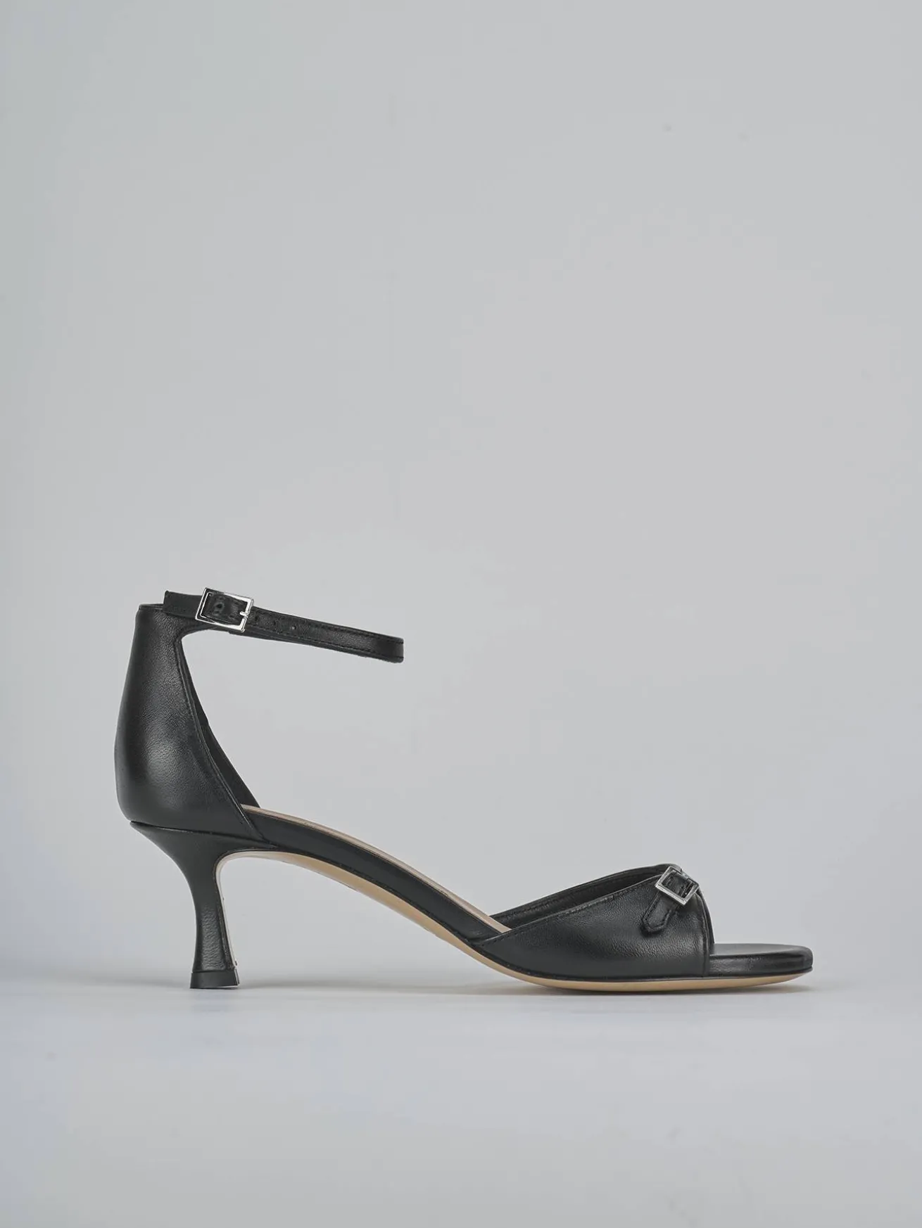 Sandali tacco 5cm pelle nero